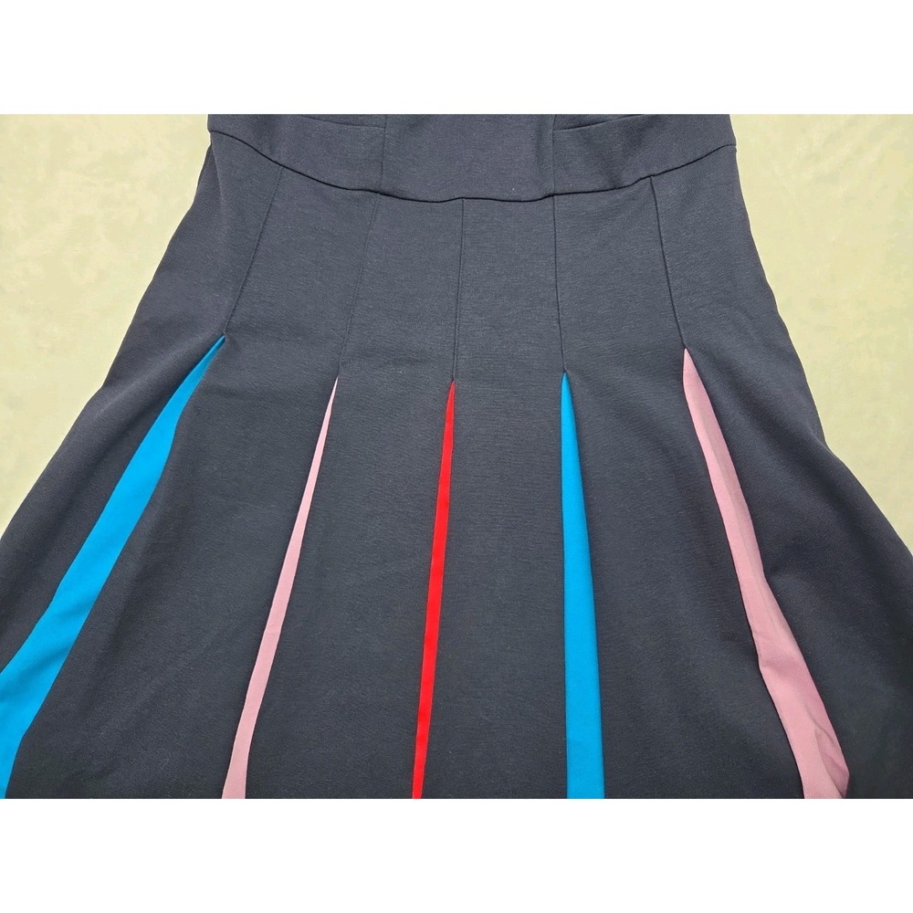 Boden Allegra Dress Ponte Scalloped Hem MultiColor Pleats Midi Blue Women Size 6 - Picture 8 of 14
